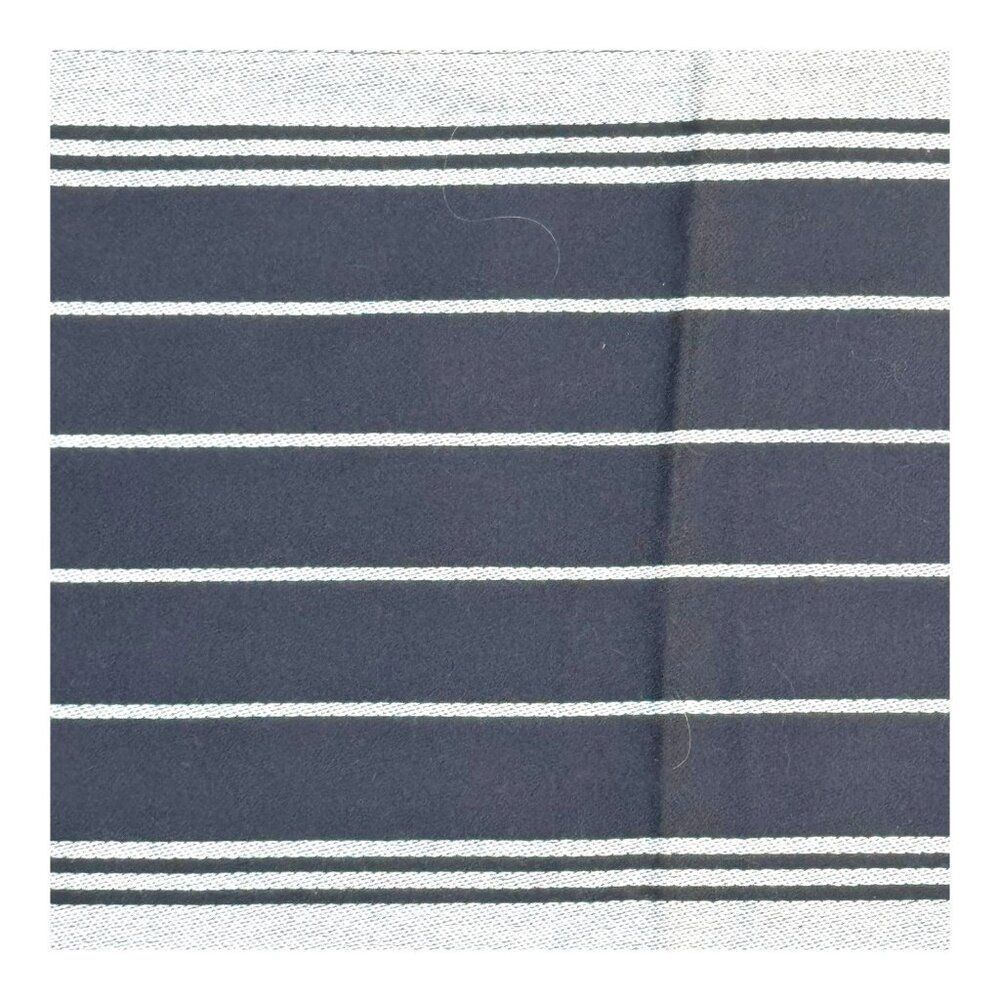 Woolmark Womens Striped Pure New Wool Rectangle Long Scarf Navy & White Vintage